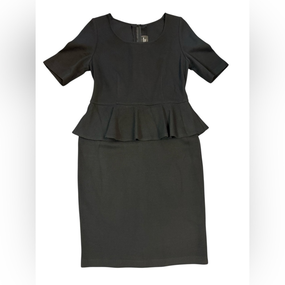 St. John Caviar Black Midi Peplum Dress Size 10